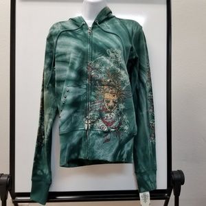 Pine-Green Full-zip French Terry Hoodie